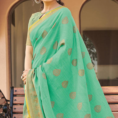 green-festive-wear-embroidered-cotton-saree-135759