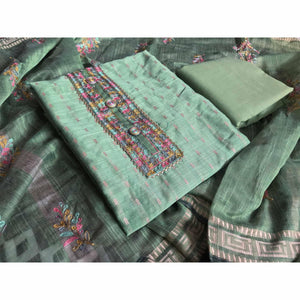 green-festive-wear-embroidered-silk-cotton-dress-material-124561