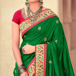 green-festive-wear-embroidered-silk-paithani-saree-124744