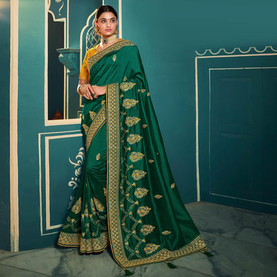 green-festive-wear-embroidered-silk-saree-123939