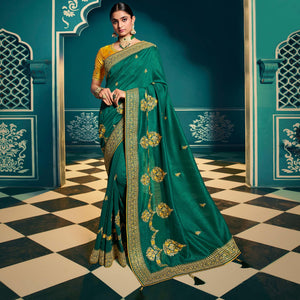 green-festive-wear-embroidered-silk-saree-123948