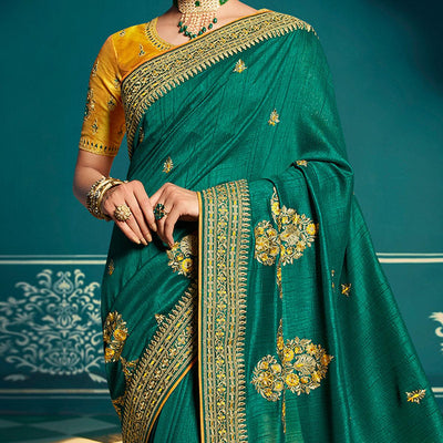 green-festive-wear-embroidered-silk-saree-123948