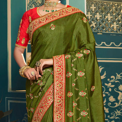 green-festive-wear-embroidered-silk-saree-123950