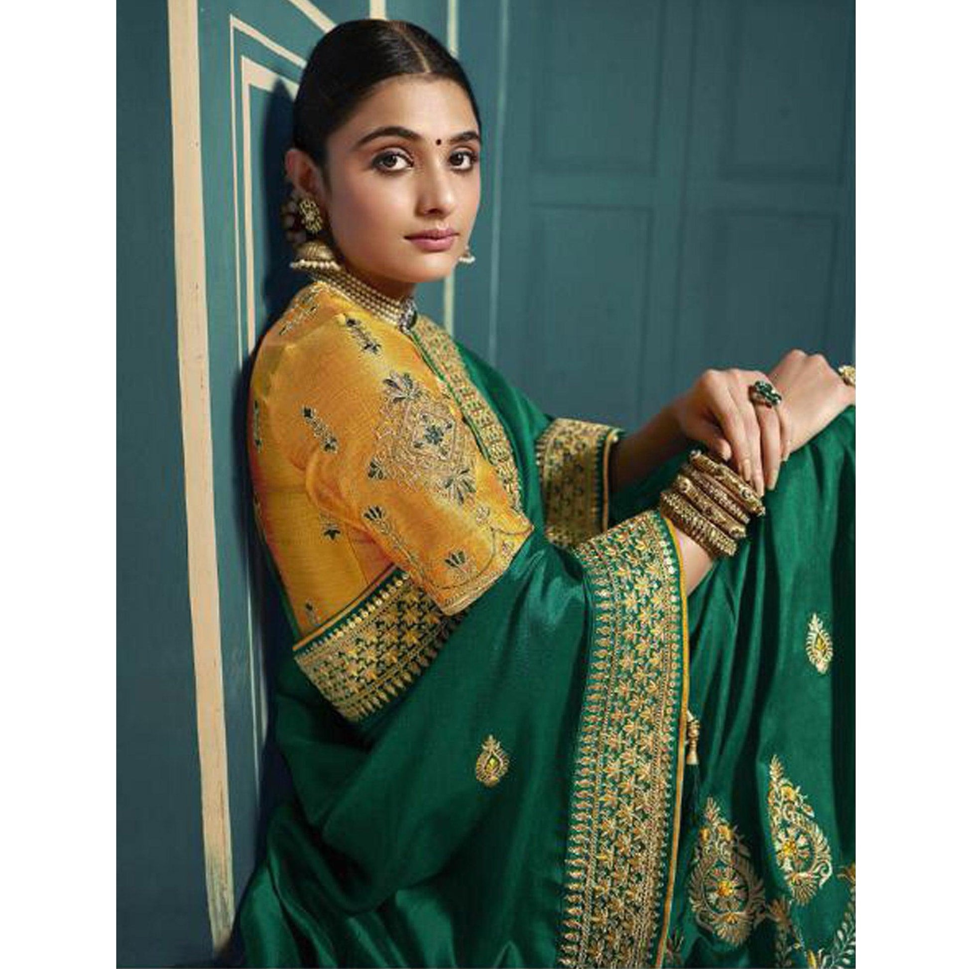 green-festive-wear-embroidered-silk-saree-123939