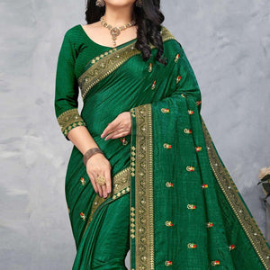 green-festive-wear-embroidered-vichitra-silk-sare-142847