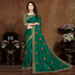 green-festive-wear-embroidered-vichitra-silk-saree-142775