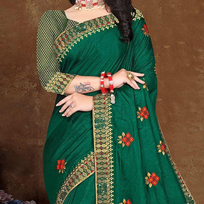 green-festive-wear-embroidered-vichitra-silk-saree-142775