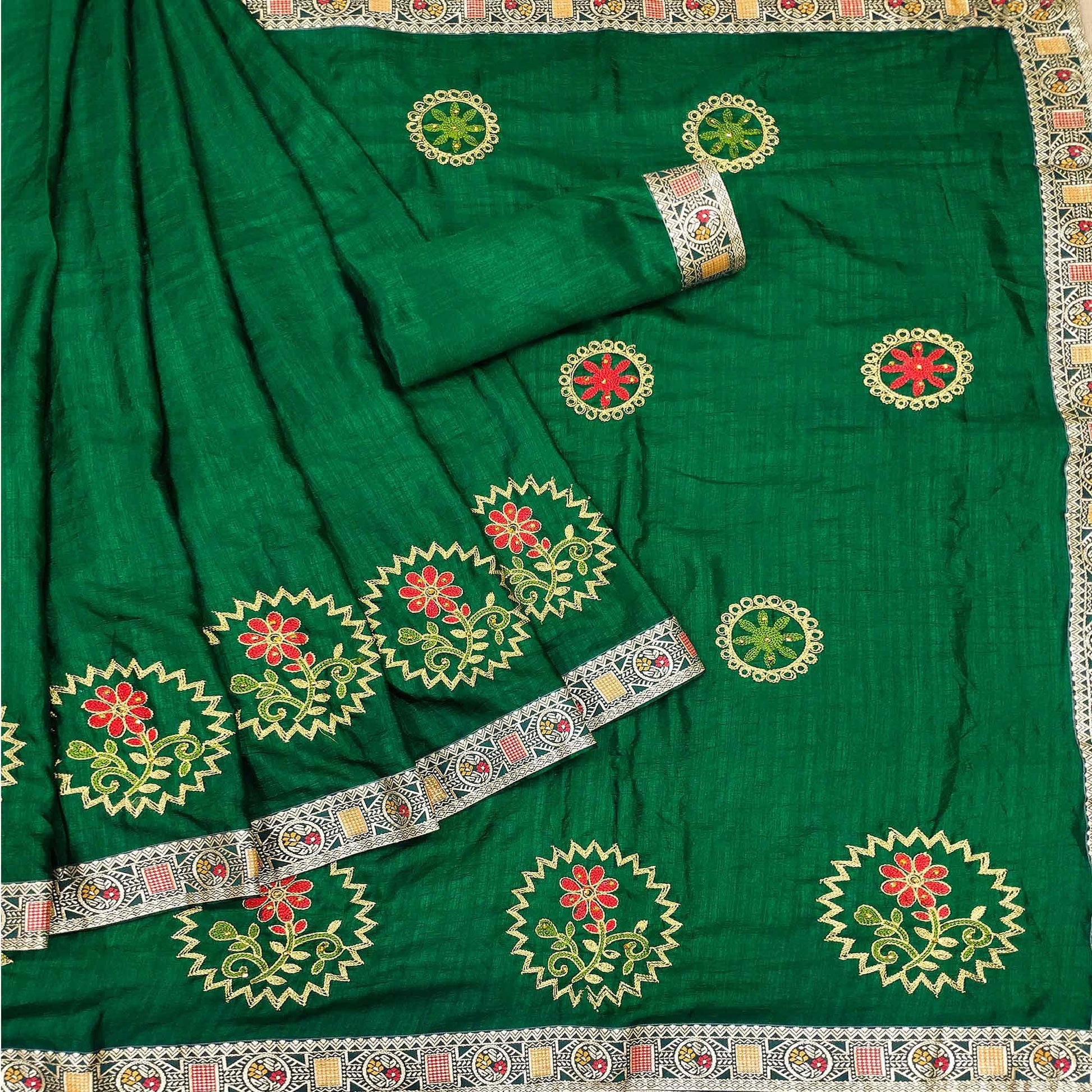 green-festive-wear-embroidered-with-embellished-vichitra-silk-saree-141887