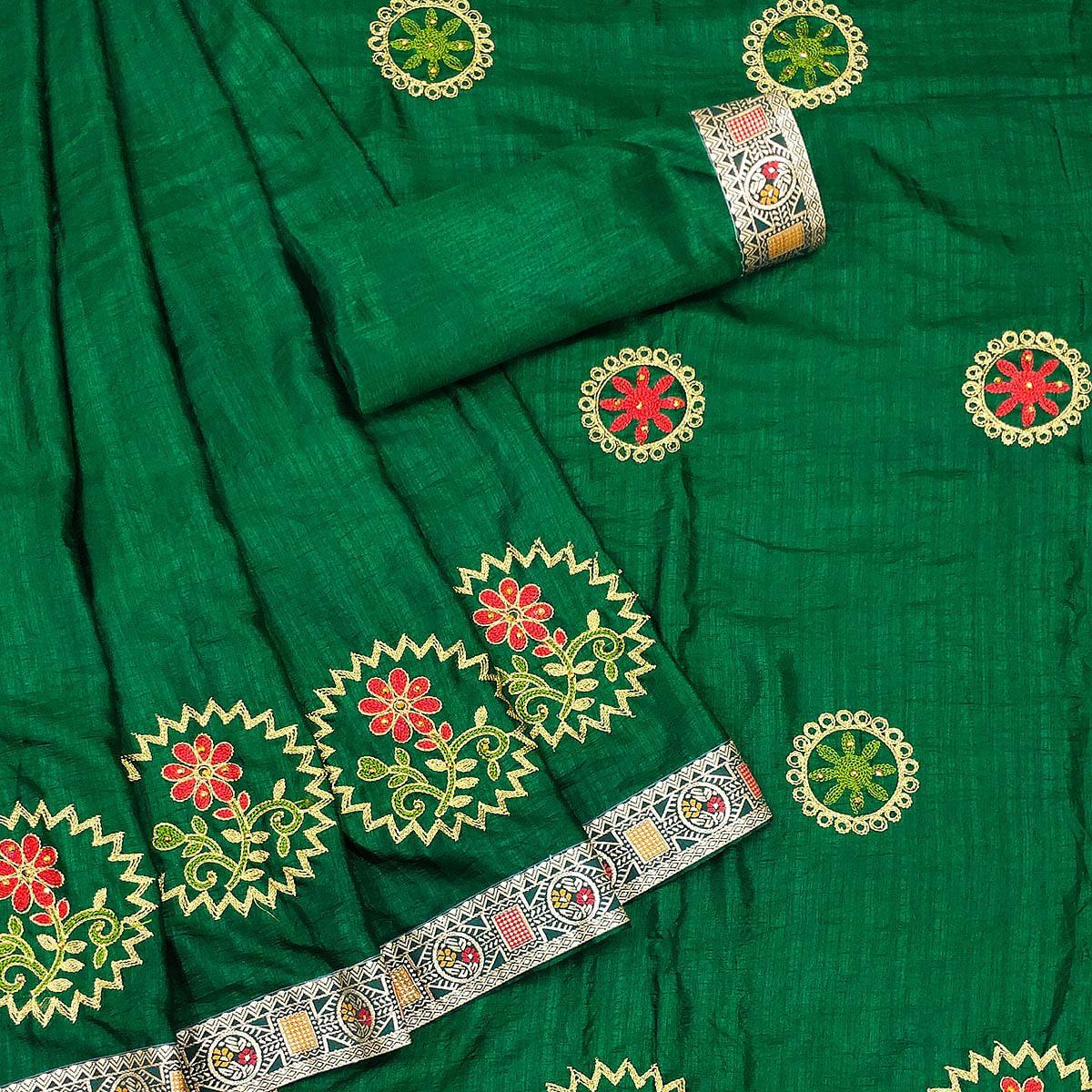 green-festive-wear-embroidered-with-embellished-vichitra-silk-saree-141887