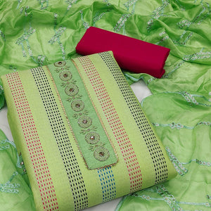 green-festive-wear-embroidery-with-embellished-cotton-dress-material-142027