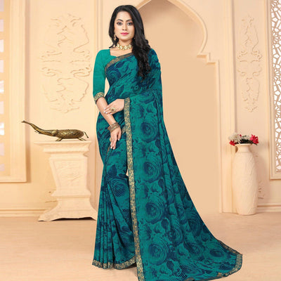 green-festive-wear-floral-stripes-printed-work-georgette-designer-saree