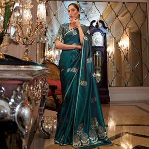 green-festive-wear-floral-designer-woven-pure-satin-silk-saree-111997