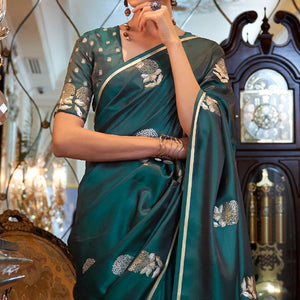 green-festive-wear-floral-designer-woven-pure-satin-silk-saree-111997