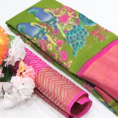 green-festive-wear-floral-digital-print-with-sonakshi-zari-border-cotton-saree-108437