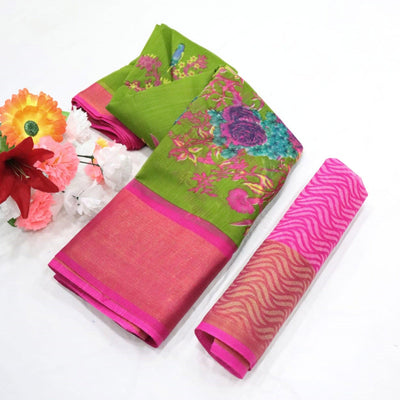 green-festive-wear-floral-digital-print-with-sonakshi-zari-border-cotton-saree-108437