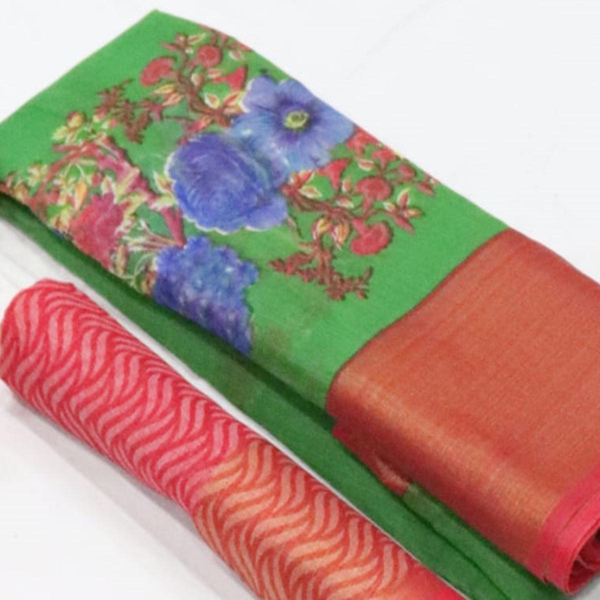 green-festive-wear-floral-digital-print-with-sonakshi-zari-border-cotton-saree-108442