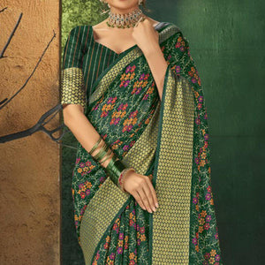 green-festive-wear-floral-digital-printed-cotton-saree-138865