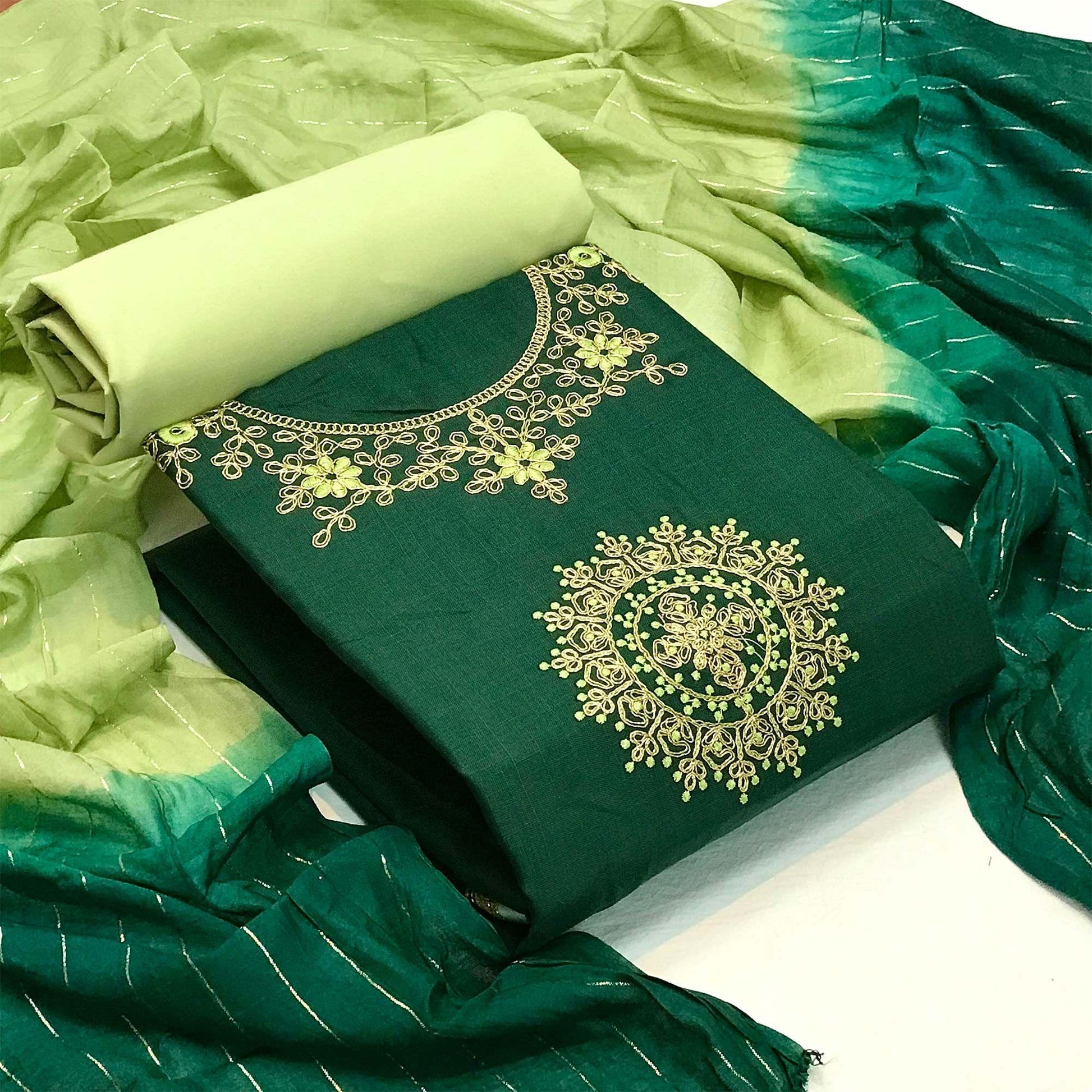 green-festive-wear-floral-embroidered-cotton-dress-material-141901
