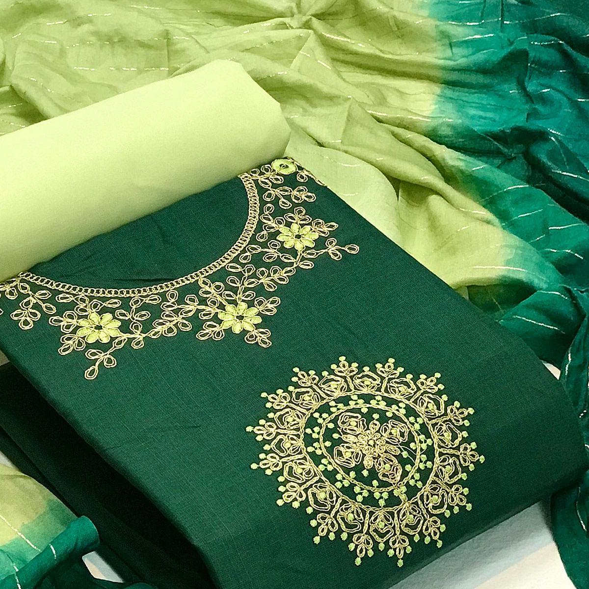green-festive-wear-floral-embroidered-cotton-dress-material-141901