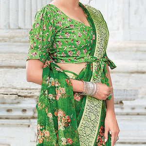 green-festive-wear-floral-printed-organza-saree-122283