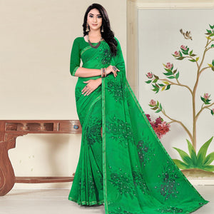 green-festive-wear-floral-printed-with-lace-work-georgette-designer-saree-141388