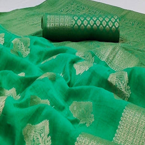 green-festive-wear-floral-woven-pure-soft-raw-silk-saree-136914