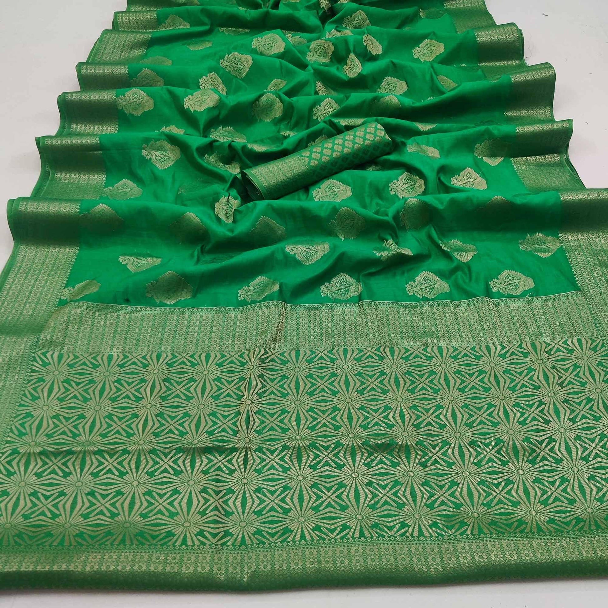 green-festive-wear-floral-woven-pure-soft-raw-silk-saree-136914