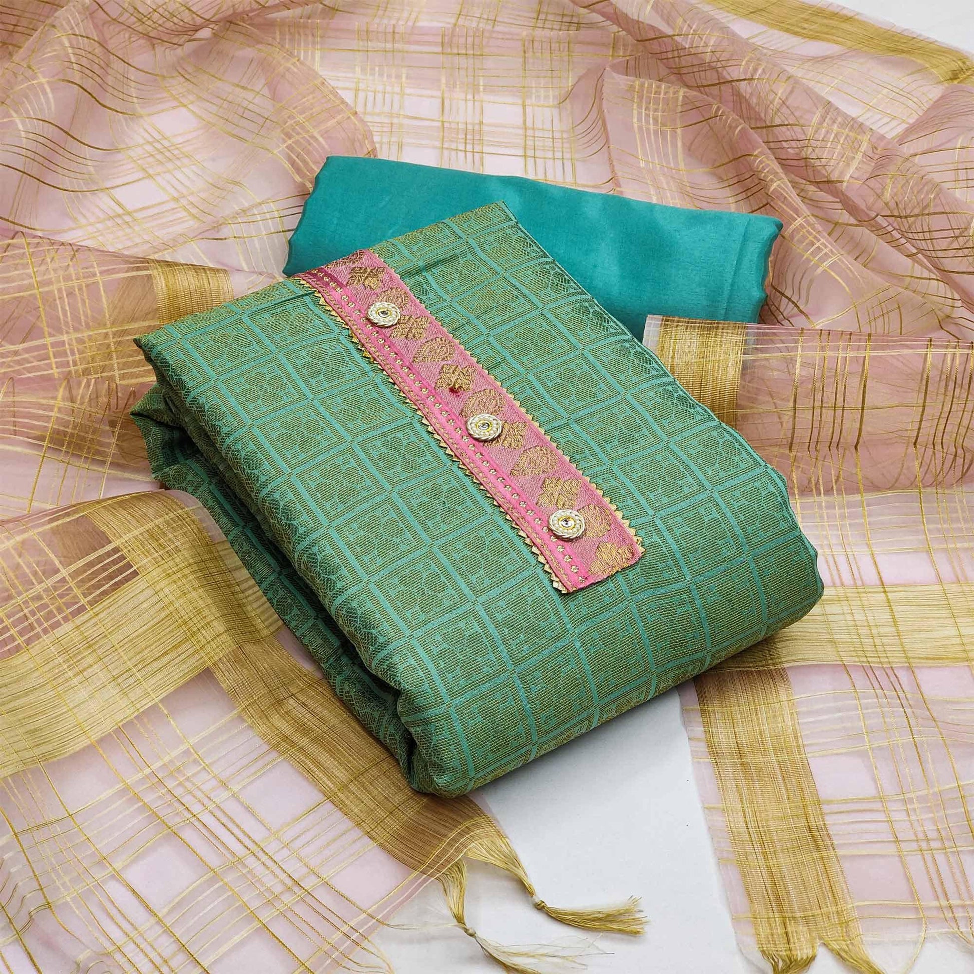 green-festive-wear-floral-woven-banarasi-jacquard-dress-material-123292