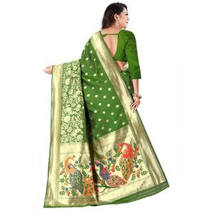 green-festive-wear-floral-woven-banarasi-silk-saree-124254