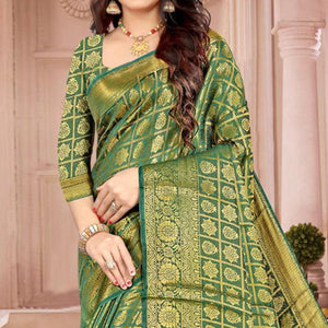 green-festive-wear-floral-woven-kanjeevaram-silk-saree-129753