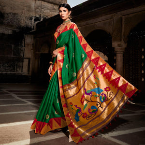 green-festive-wear-floral-woven-silk-saree-121646