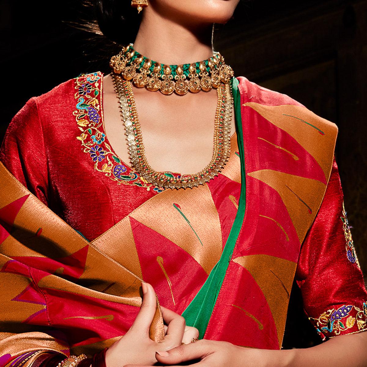 green-festive-wear-floral-woven-silk-saree-121646