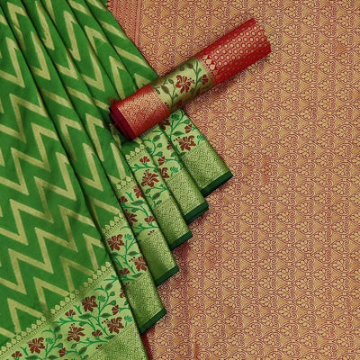green-festive-wear-floral-woven-silk-saree-141077