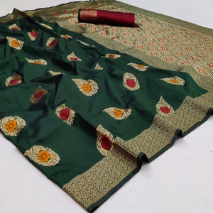 green-festive-wear-floral-woven-soft-silk-banarasi-saree-131270