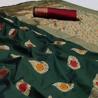 green-festive-wear-floral-woven-soft-silk-banarasi-saree-131270