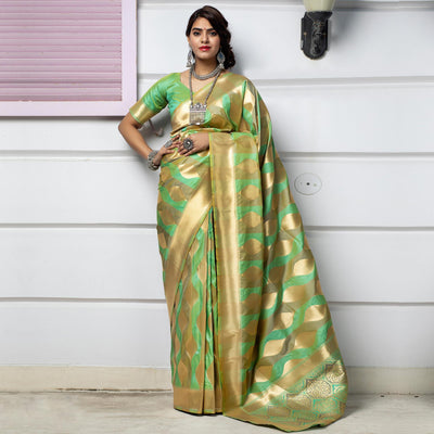 green-festive-wear-foil-printed-banarasi-silk-saree-139531