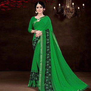 green-festive-wear-geometric-printed-work-georgette-designer-saree