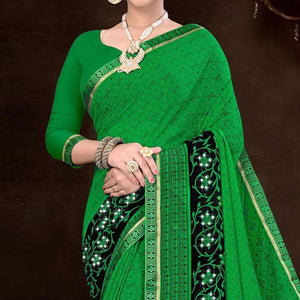 green-festive-wear-geometric-printed-work-georgette-designer-saree