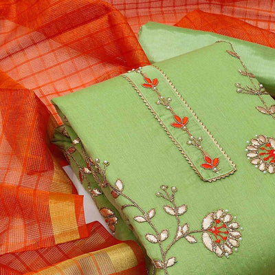 green-festive-wear-hand-butta-work-modal-chanderi-dress-material-126785