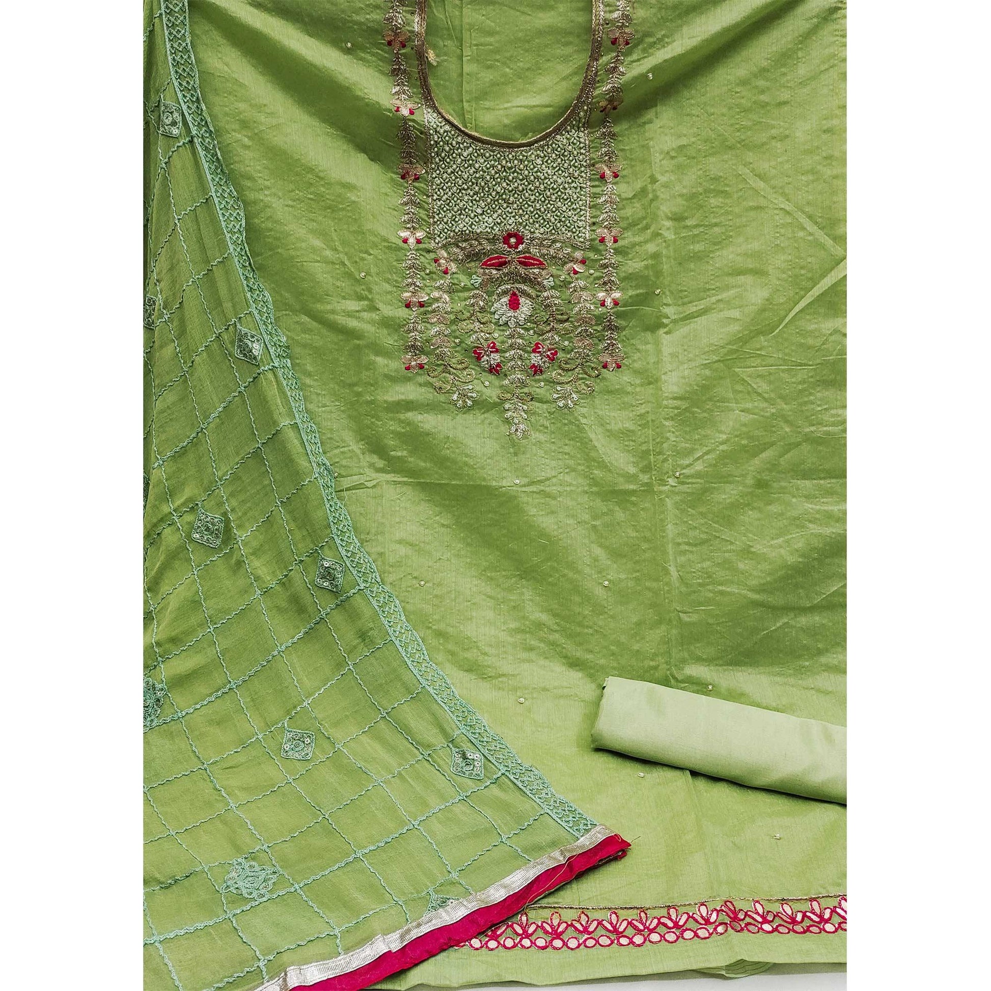 green-festive-wear-hand-work-modal-chanderi-dress-material-126795