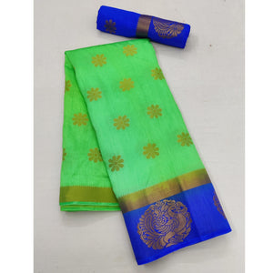 green-festive-wear-jacquard-border-soft-silk-saree-128384