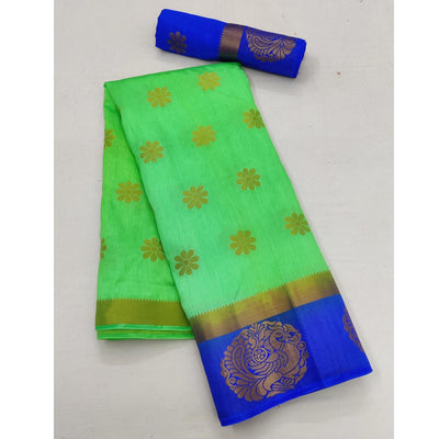green-festive-wear-jacquard-border-soft-silk-saree-128384