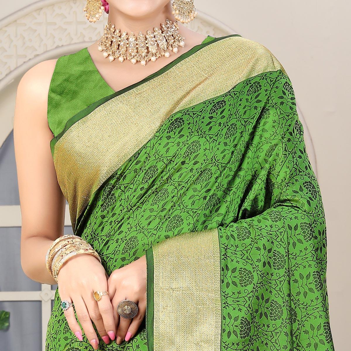 green-festive-wear-jacquard-border-soft-silk-saree-128390