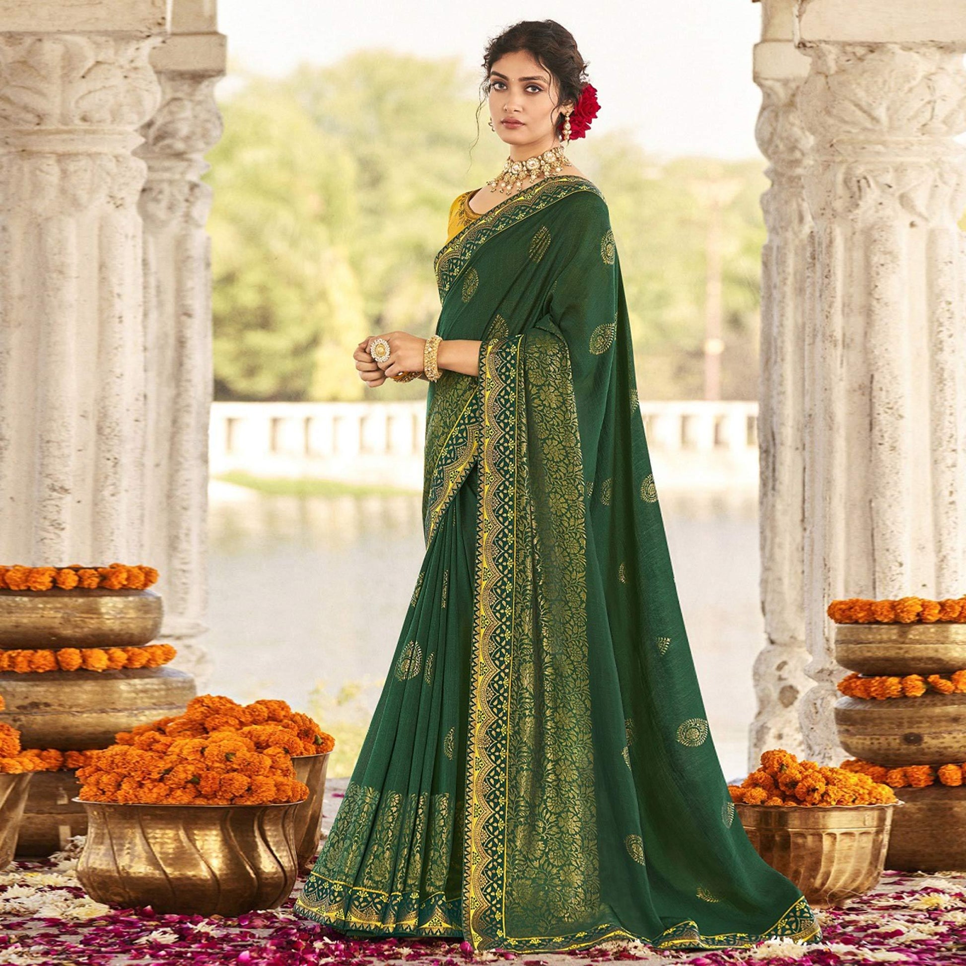 green-festive-wear-jari-work-silk-saree-137647