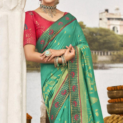 green-festive-wear-jari-work-silk-saree-137649