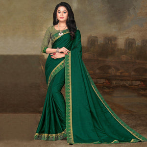 green-festive-wear-lace-work-silk-saree-141324