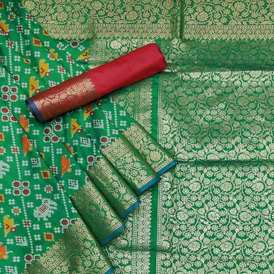 green-festive-wear-patola-printed-art-silk-saree-142923