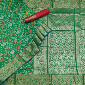 green-festive-wear-patola-printed-art-silk-saree-142923