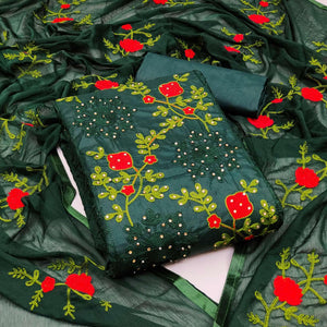 green-festive-wear-pearl-work-embroidered-cotton-dress-material-139363