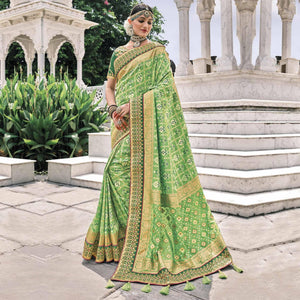 green-festive-wear-plain-hand-work-pure-silk-saree-127309